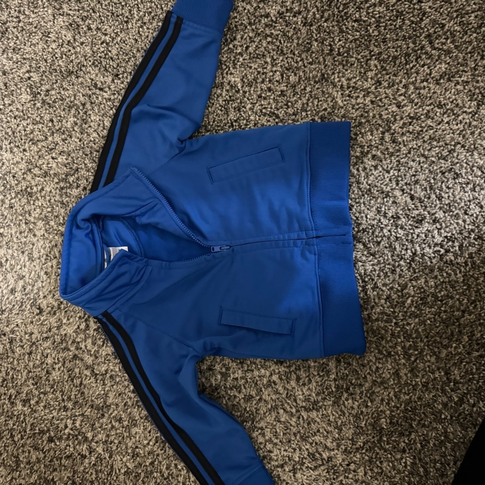 Adidas Blue Sweatshirt with Stand-Up Collar and Full-Length Zipper